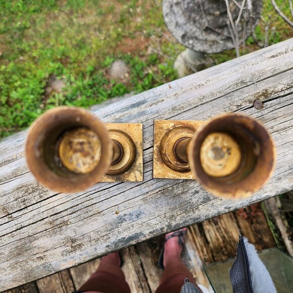 Vintage 1980s Heavy Brass & Black Unesco Candlestick Holders 7" Tall Made In Tai - Picture 6 of 10